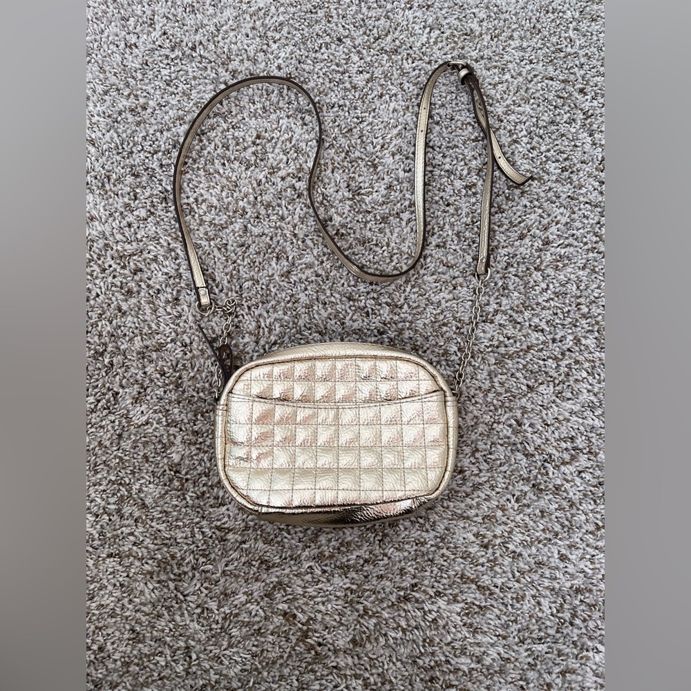Jessica Simpson Metallic Gold faux leather small crossbody